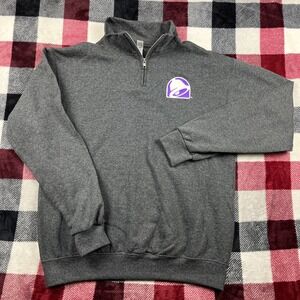 Taco Bell 1/4 Zip Shirt Adult Medium Gray Sweater Logo Employee Pullover